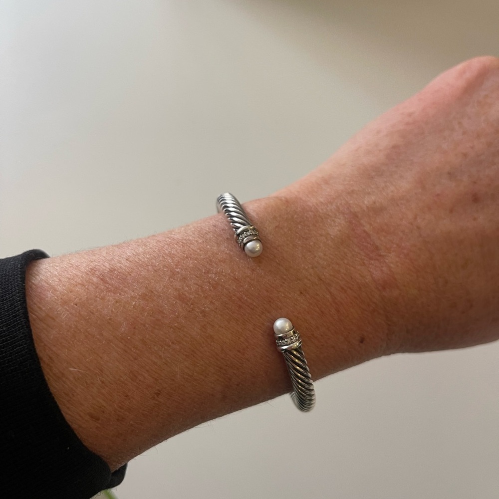 David Yurman Classic Cable Bracelet, sterling silver with pearls and diamonds